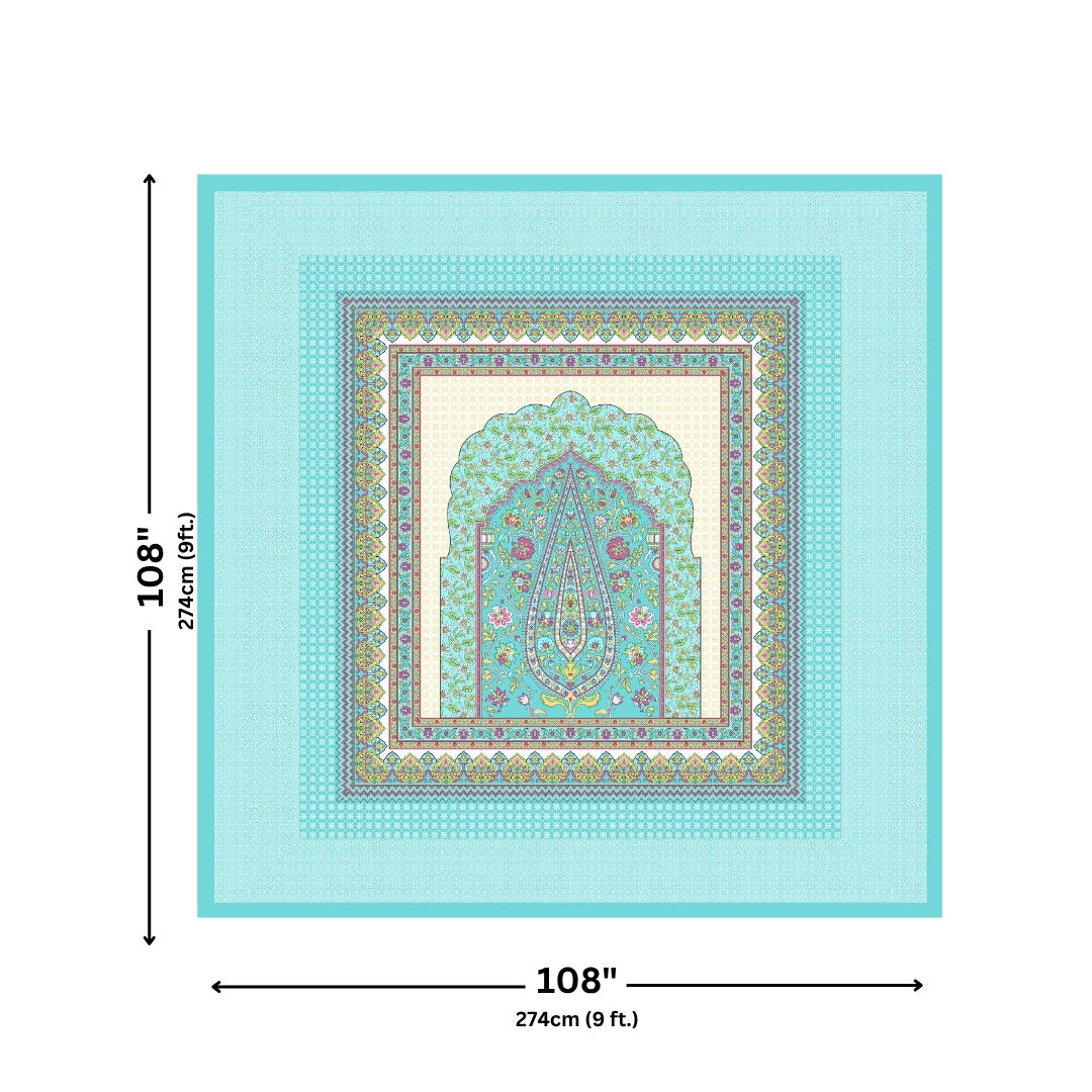 Royal Paisley Mandala Jaipuri Turquoise 240 TC Cotton King Size Bedsheet