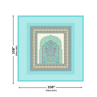 Royal Paisley Mandala Jaipuri Turquoise 240 TC Cotton King Size Bedsheet