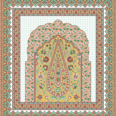 Royal Paisley Mandala Jaipuri Golden Cream 240 TC Cotton King Size Bedsheet