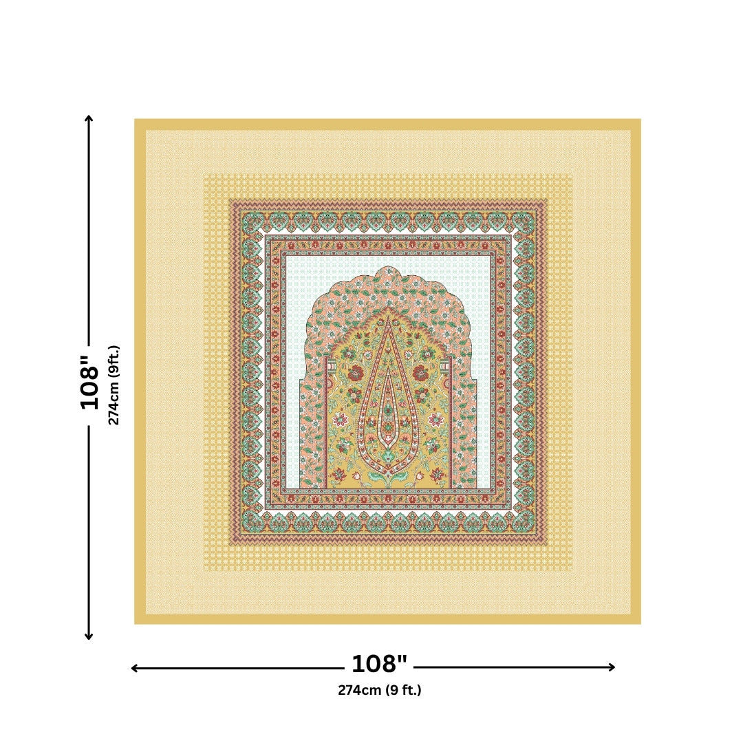 Royal Paisley Mandala Jaipuri Golden Cream 240 TC Cotton King Size Bedsheet