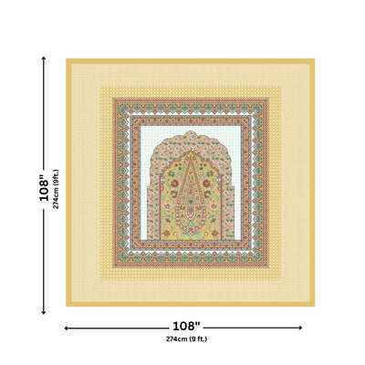 Royal Paisley Mandala Jaipuri Golden Cream 240 TC Cotton King Size Bedsheet