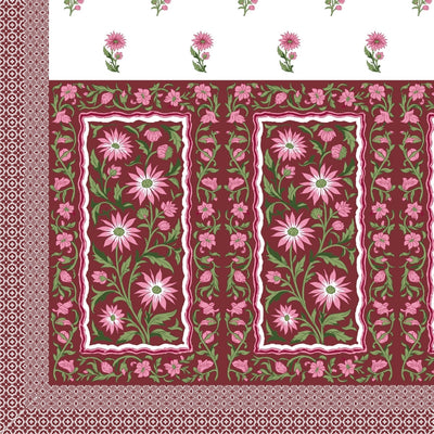 Royal Flora Bunch Jaipuri Print Maroon 240 TC Cotton King Size Bedsheet