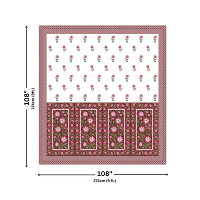 Royal Flora Bunch Jaipuri Print Maroon 240 TC Cotton King Size Bedsheet