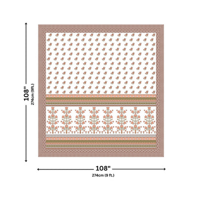 Tulip Bunch Jaipuri Print Peach Brown 240 TC Cotton King Size Bedsheet