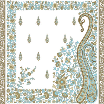 Ambi Paisley Floral Jaipuri Olive Gold 240 TC Cotton King Size Bedsheet