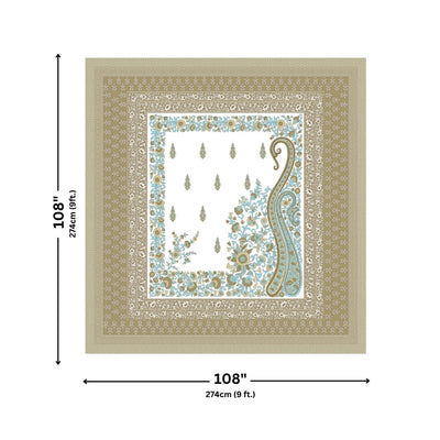 Ambi Paisley Floral Jaipuri Olive Gold 240 TC Cotton King Size Bedsheet