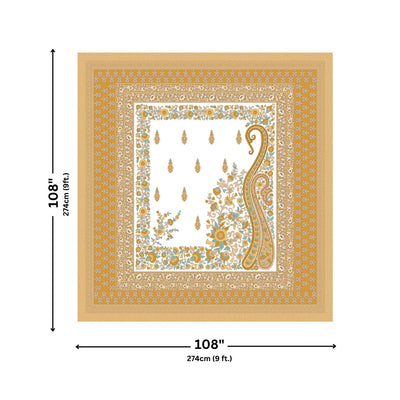 Ambi Paisley Floral Jaipuri Mustard Yellow 240 TC Cotton King Size Bedsheet