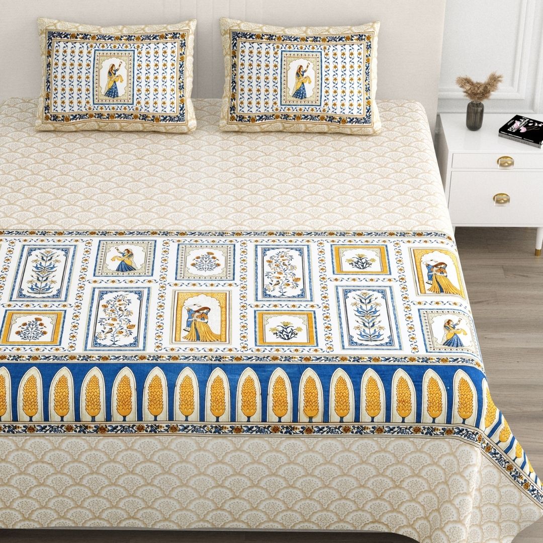 Sunehri Rajkumari Pure Cotton Festive King Size Bedsheet