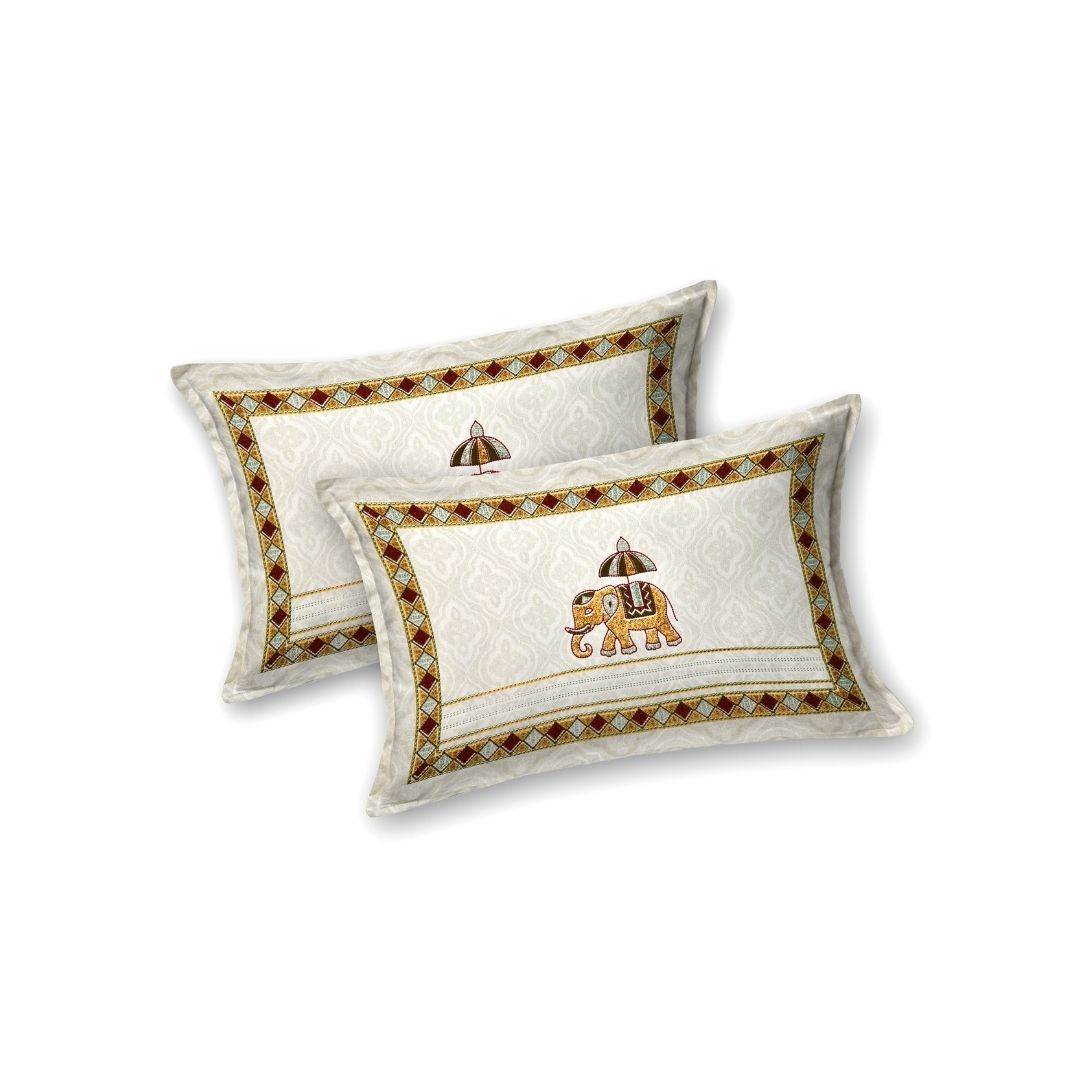 Rajwadi Haathi Pure Cotton Festive King Size Bedsheet