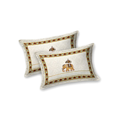 Rajwadi Haathi Pure Cotton Festive King Size Bedsheet