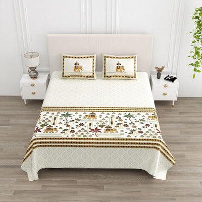Rajwadi Haathi Pure Cotton Festive King Size Bedsheet