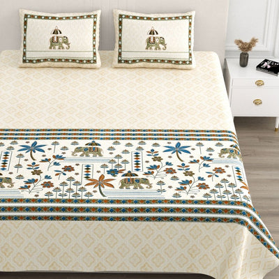 Bagh-e-Haathi Pure Cotton Festive King Size Bedsheet