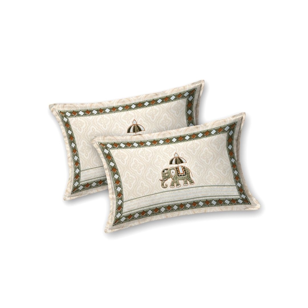 Bagh-e-Haathi Pure Cotton Festive King Size Bedsheet