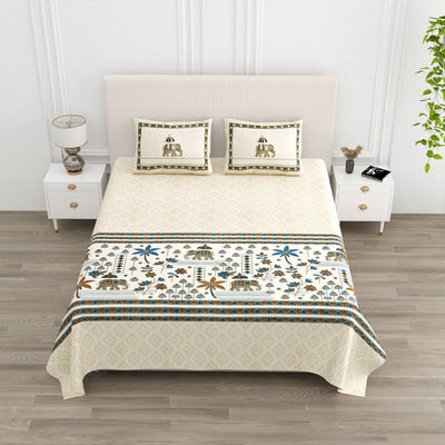 Bagh-e-Haathi Pure Cotton Festive King Size Bedsheet