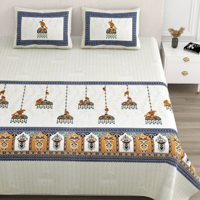 Kesari Mayur Pure Cotton Festive King Size Bedsheet