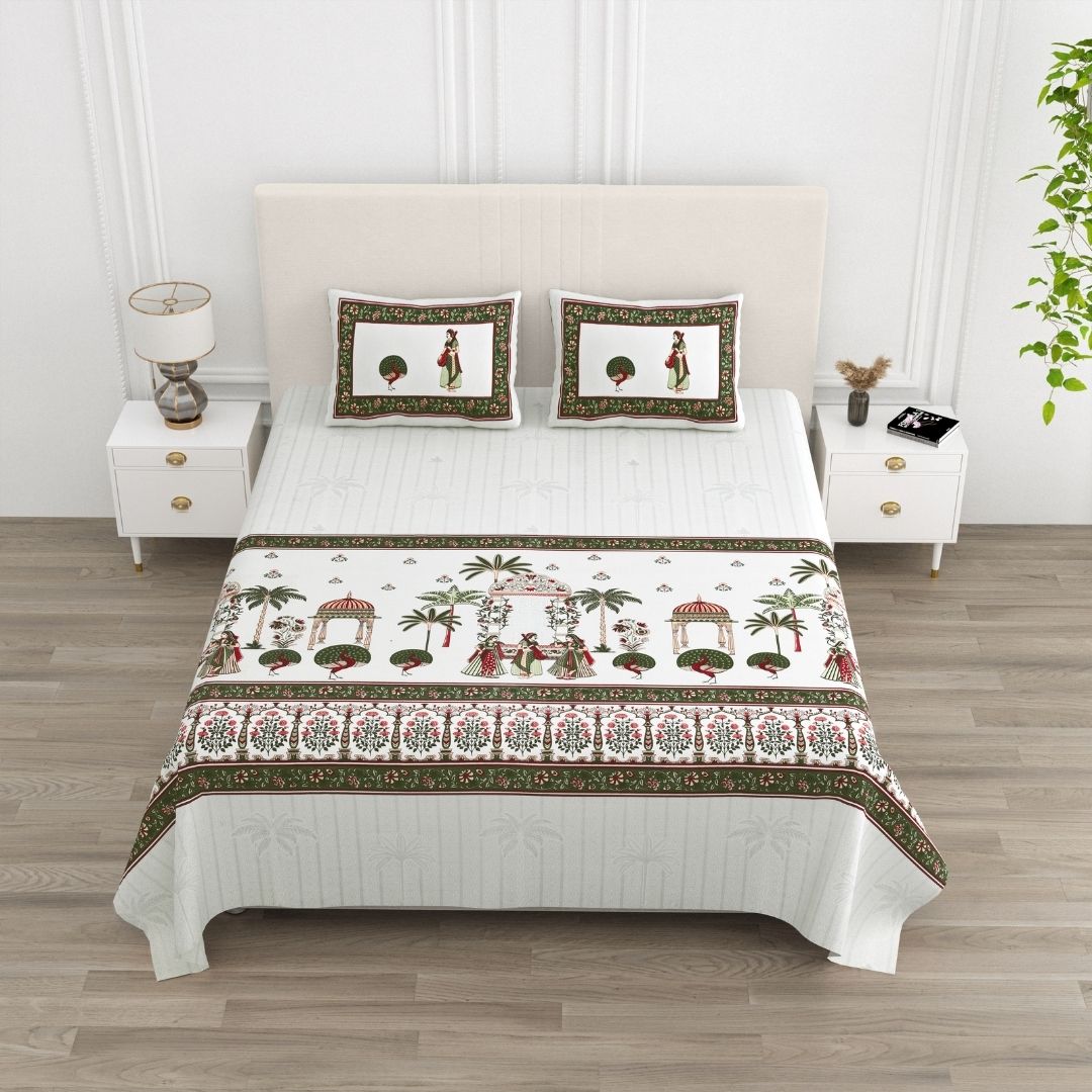 Rajwadi Utsav Pure Cotton Festive King Size Bedsheet