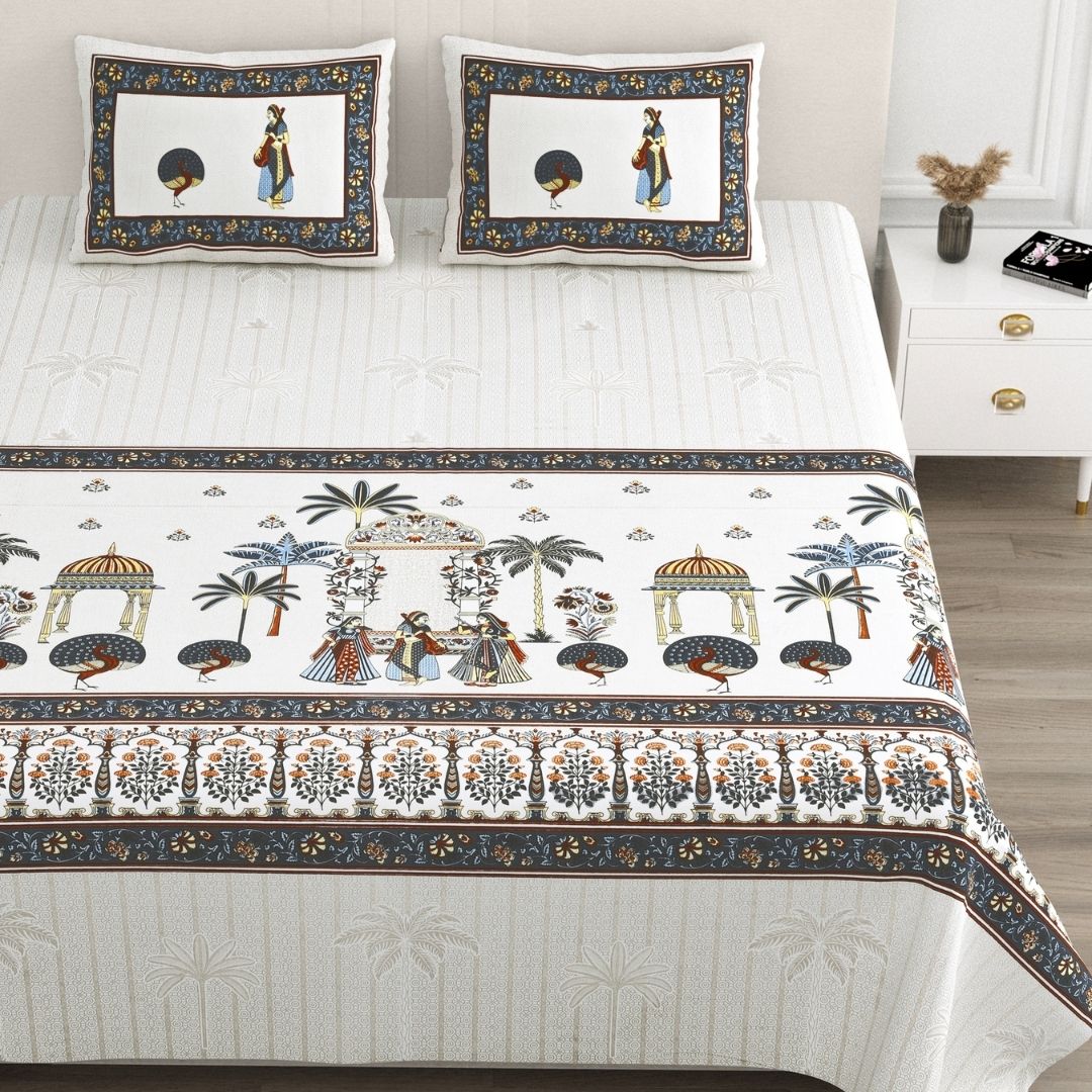 Neel Rajwadi Utsav Pure Cotton Festive King Size Bedsheet