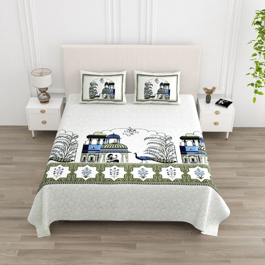 Hari Rajmahal Pure Cotton Festive King Size Bedsheet