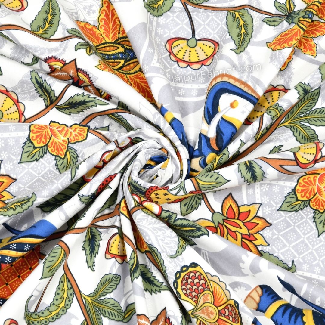 Royal Blue Elephant Garden Queen Size Bedsheet