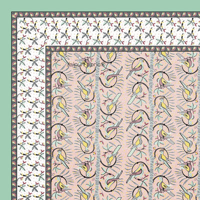 Perky Parrots Peach Pure Cotton Single Bedsheet