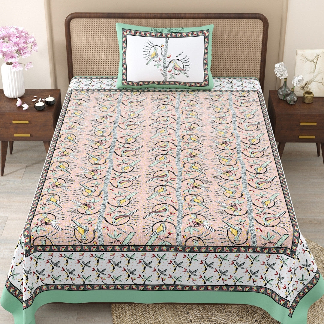 Camel Safari & Mughal Mosaic 240 TC Pure Cottong Single Bedsheet Combo