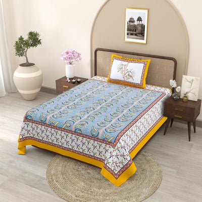 Peacock Grace & Sandstone Glory 240 TC Pure Cottong Single Bedsheet Combo