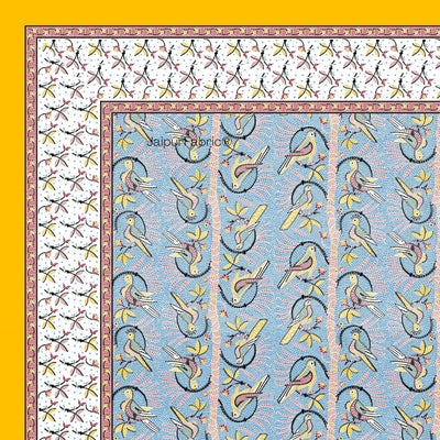 Perky Parrots Blue Pure Cotton Single Bedsheet