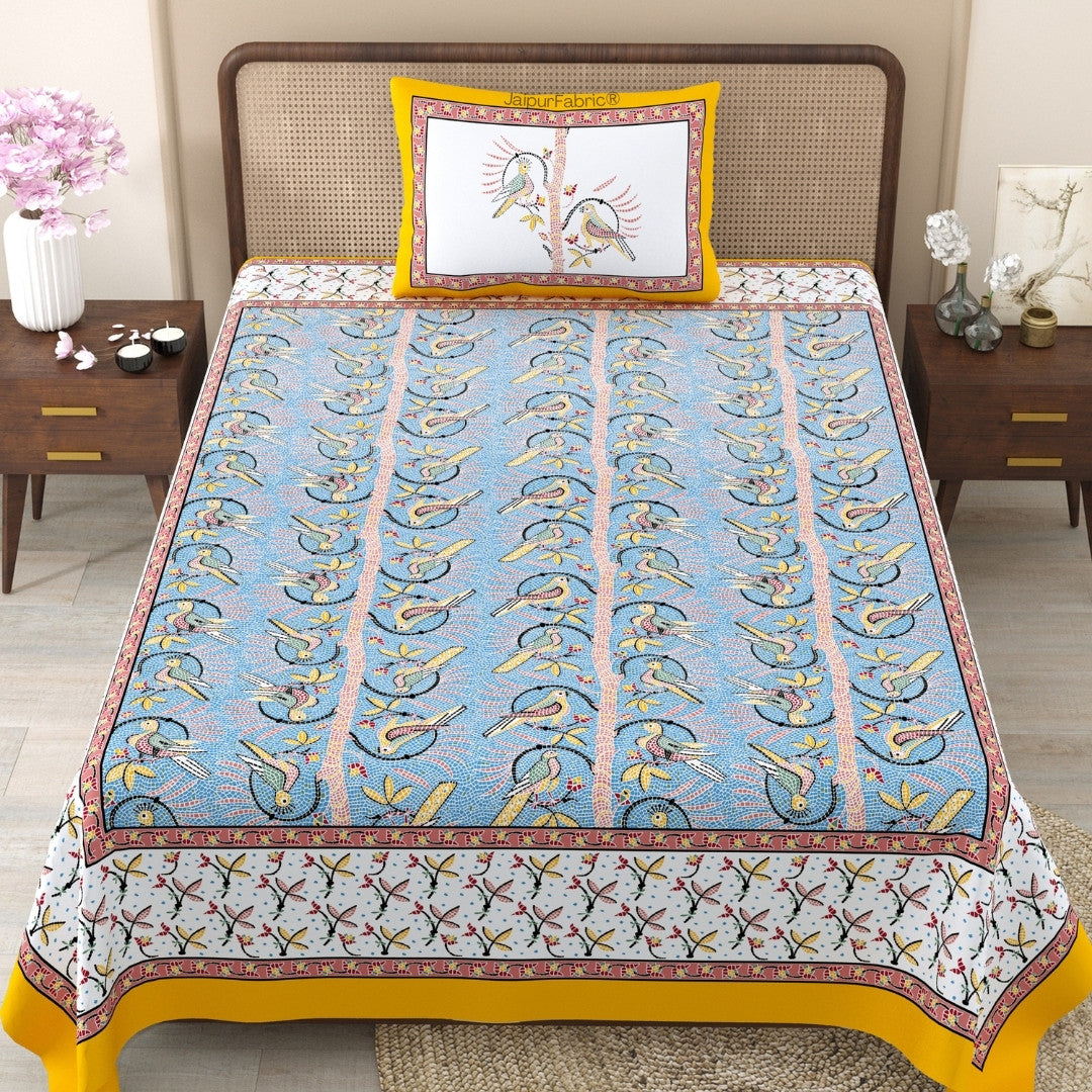 Peacock Grace & Sandstone Glory 240 TC Pure Cottong Single Bedsheet Combo