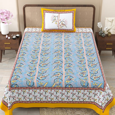 Peacock Grace & Sandstone Glory 240 TC Pure Cottong Single Bedsheet Combo