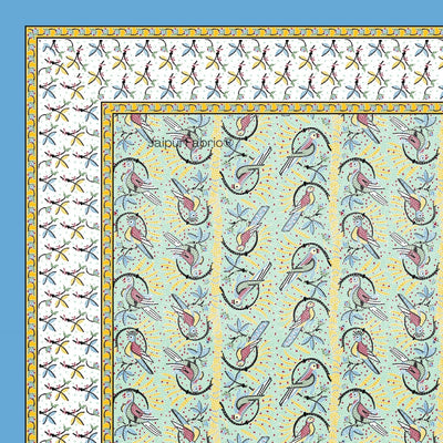 Perky Parrots Green Pure Cotton Single Bedsheet