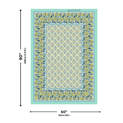 Pattachitra collection Seafoam Green and Yellow Single Bedsheet