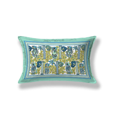 Pattachitra collection Seafoam Green and Yellow Single Bedsheet