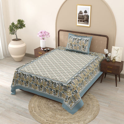 Royal Charm & Desert Flame 240 TC Pure Cottong Single Bedsheet Combo