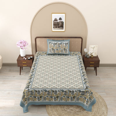 Royal Charm & Desert Flame 240 TC Pure Cottong Single Bedsheet Combo