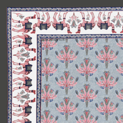 Blue Pottery & Rajasthani Garden 240 TC Pure Cottong Single Bedsheet Combo