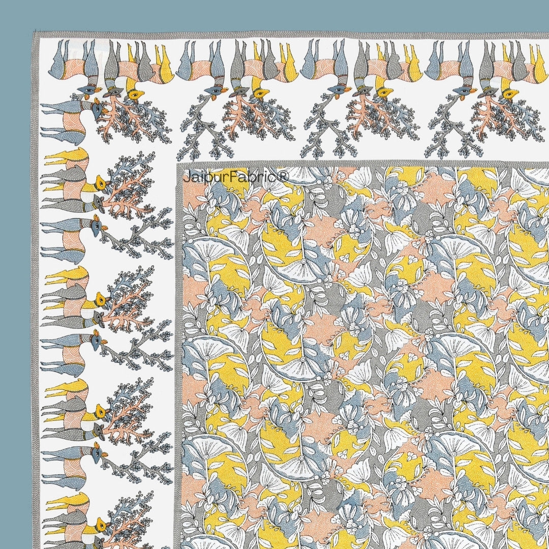 Amber Gold & Summer Lotus 240 TC Pure Cottong Single Bedsheet Combo