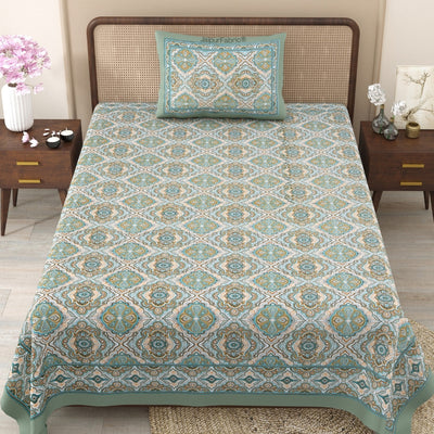 Royal Charm & Desert Flame 240 TC Pure Cottong Single Bedsheet Combo