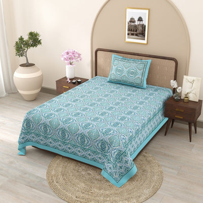 Camel Safari & Mughal Mosaic 240 TC Pure Cottong Single Bedsheet Combo