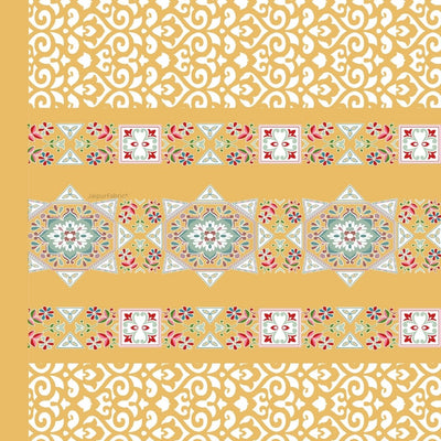 Yellow Ethnic Pure Cotton Single BedSheet