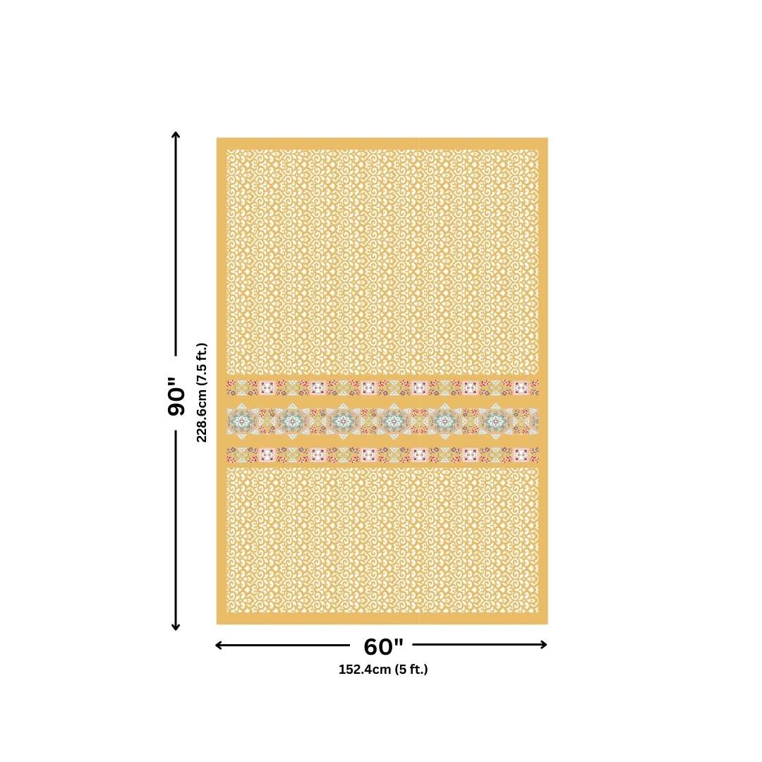 Yellow Ethnic Pure Cotton Single BedSheet
