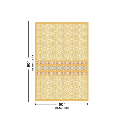 Yellow Ethnic Pure Cotton Single BedSheet