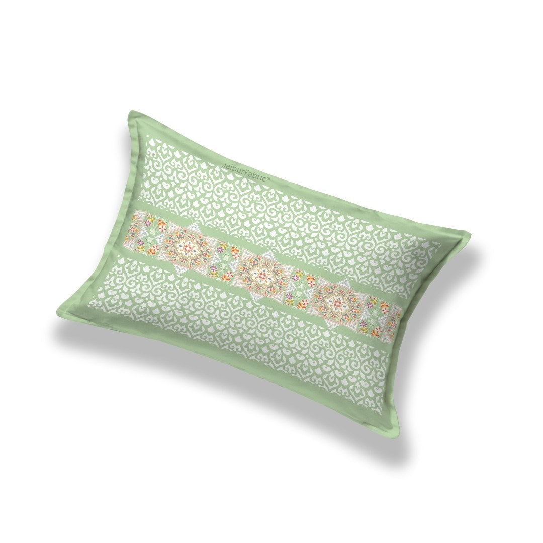 Green Ethnic Pure Cotton Single BedSheet