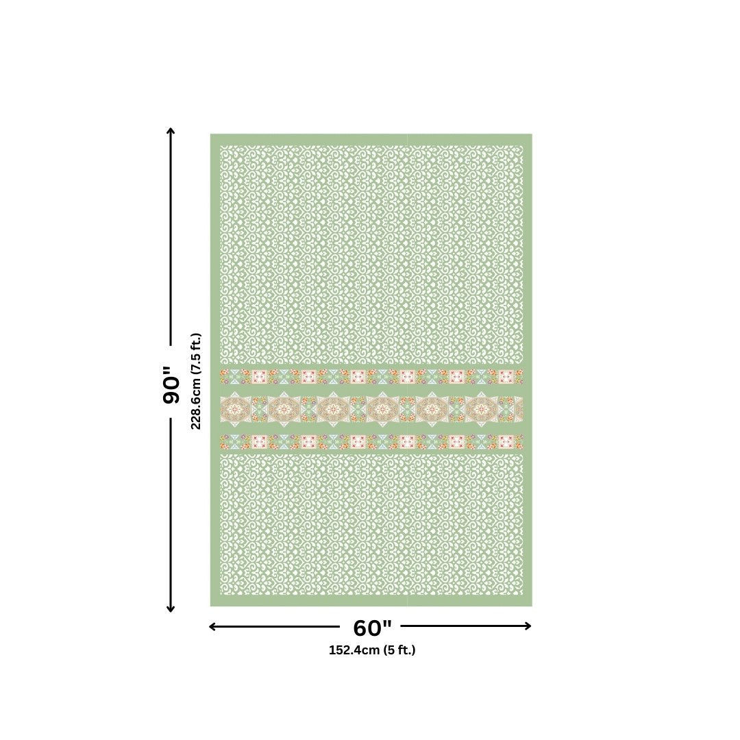 Green Ethnic Pure Cotton Single BedSheet