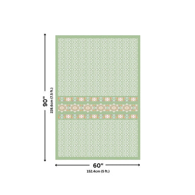 Green Ethnic Pure Cotton Single BedSheet
