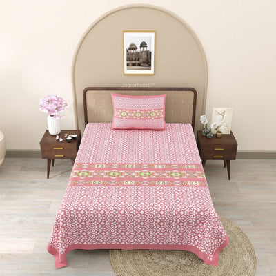 Pink Ethnic Pure Cotton Single BedSheet