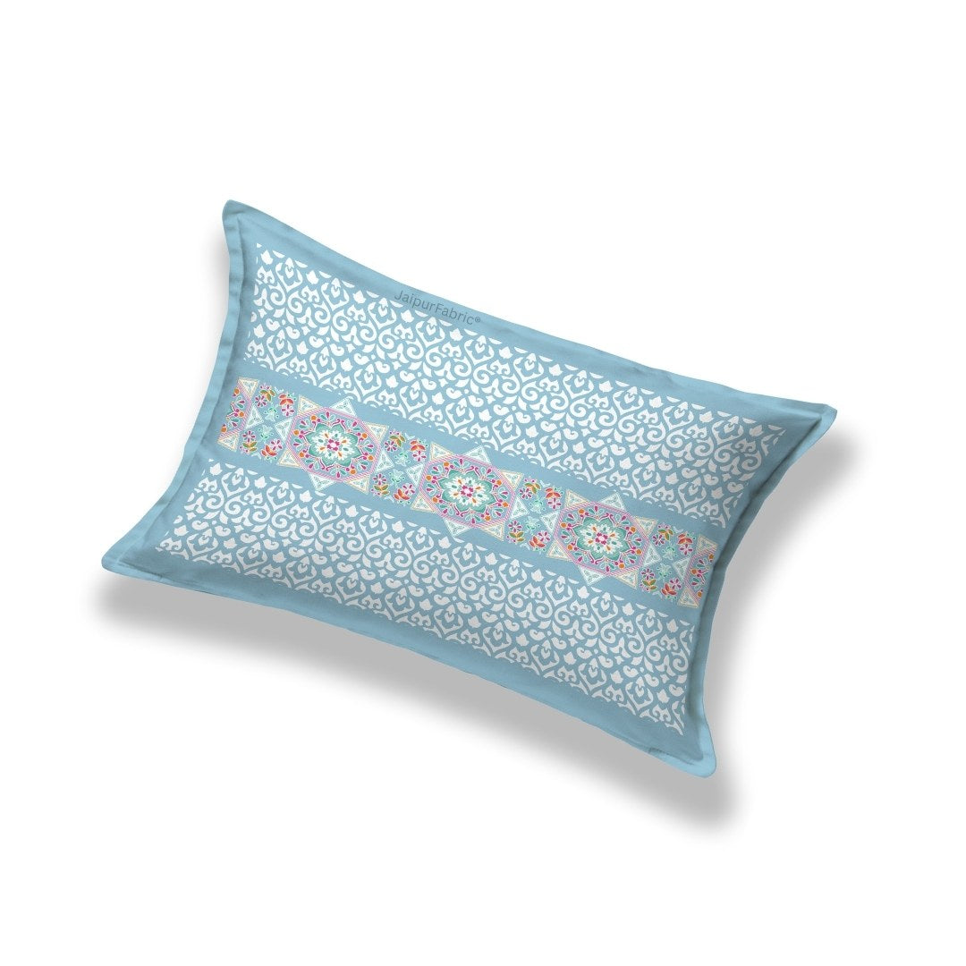 Blue Ethnic Pure Cotton Single BedSheet