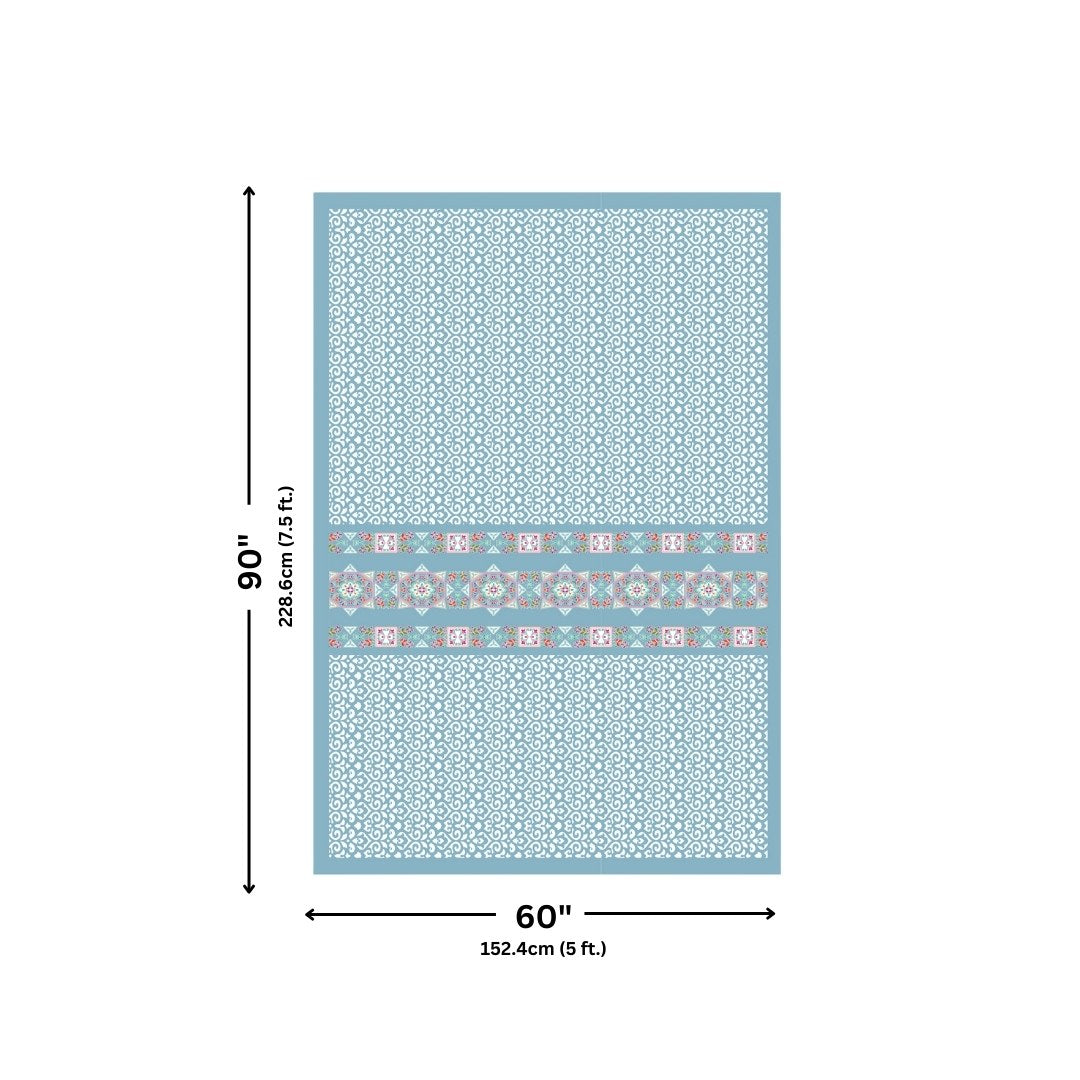 Blue Ethnic Pure Cotton Single BedSheet