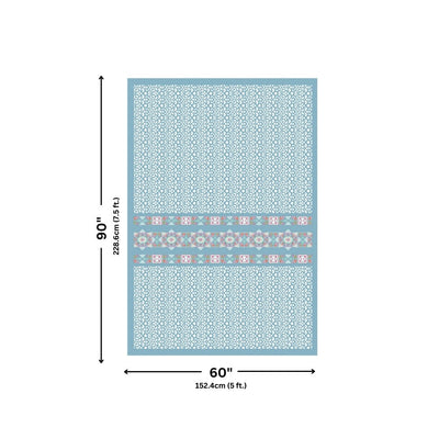 Blue Ethnic Pure Cotton Single BedSheet