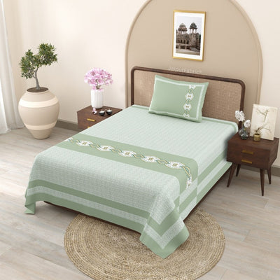 Sea Green Oasis Pure Cotton Single BedSheet