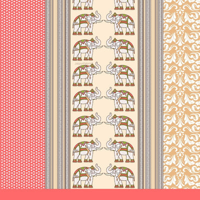 Yellowish Red Traditional Floral Pure Cotton Single BedSheet